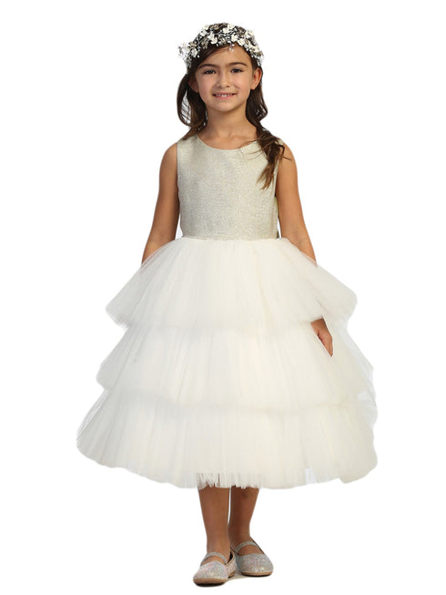 Girls Multi Color Metallic Glitter Layered Tulle  Junior Bridesmaid 2-12 - SophiasStyle.com